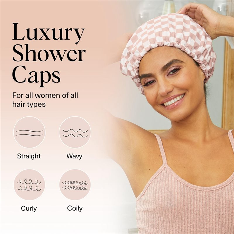 Premium Waterproof Shower Cap | Satin Lined & Non-Slip for All Hair Types