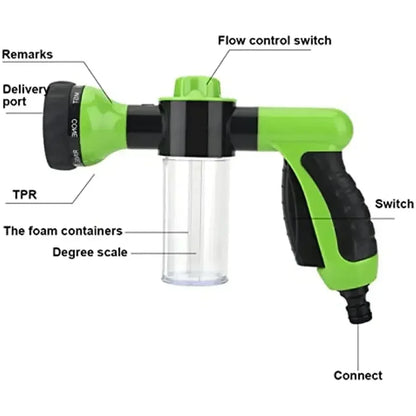 8-in-1 High Pressure Foam Spray Gun | Multi-Function Garden & Car Wash Nozzle