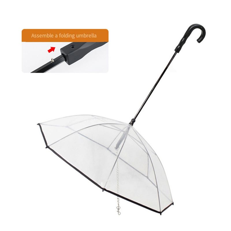2-in-1 Pet Umbrella & Leash | Transparent Rain Cover for Dogs & Cats