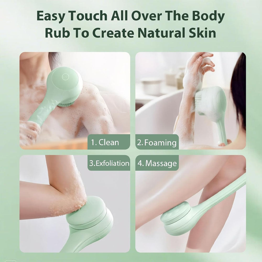 Long Handle Electric Back Scrubber | 4-in-1 Rotating Bath Brush