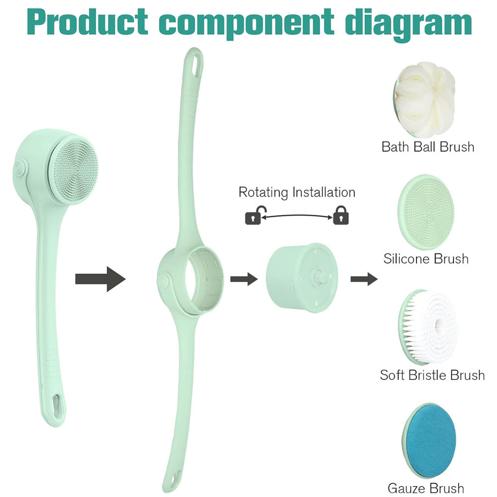 Long Handle Electric Back Scrubber | 4-in-1 Rotating Bath Brush