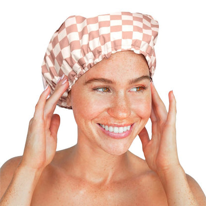Premium Waterproof Shower Cap | Satin Lined & Non-Slip for All Hair Types