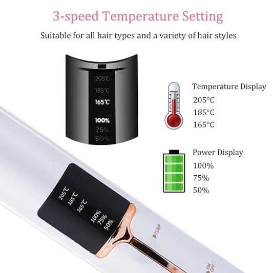Cordless 2-in-1 Hair Straightener & Power Bank – Mini Portable Wireless Styling Brush