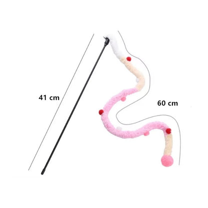 🐾 Premium Caterpillar Interactive Feather Wand – Safe & Durable Cat Teaser