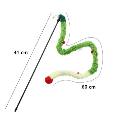 🐾 Premium Caterpillar Interactive Feather Wand – Safe & Durable Cat Teaser