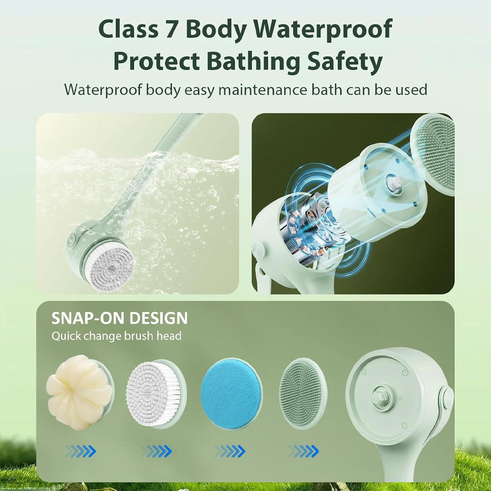 Long Handle Electric Back Scrubber | 4-in-1 Rotating Bath Brush