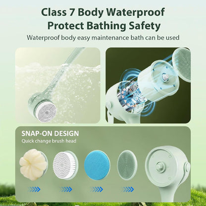 Long Handle Electric Back Scrubber | 4-in-1 Rotating Bath Brush