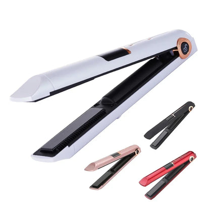 Cordless 2-in-1 Hair Straightener & Power Bank – Mini Portable Wireless Styling Brush