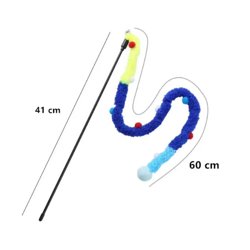🐾 Premium Caterpillar Interactive Feather Wand – Safe & Durable Cat Teaser