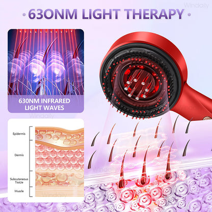 Deep Scalp Massage Brush with Red Light Therapy & Oil Infuser