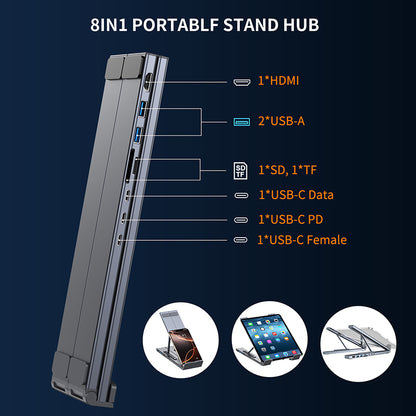 2-in-1 Aluminum Laptop Stand & 7-in-1 USB-C Hub | Ergonomic Cooling Base