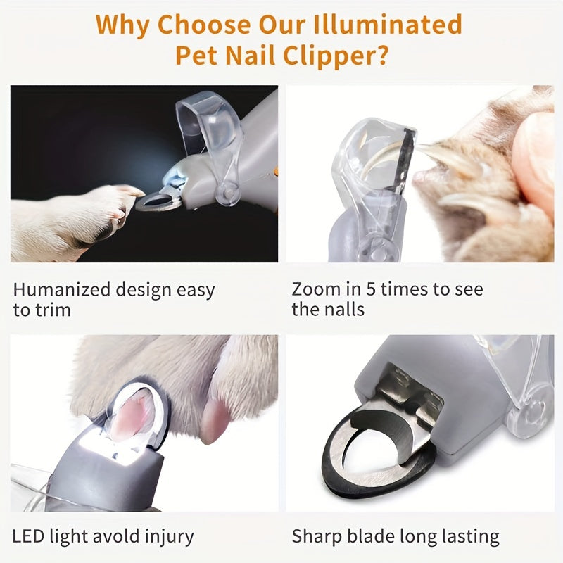 Precision LED Pet Nail Clippers – Professional Grade Stainless Steel 💎