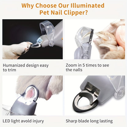 Precision LED Pet Nail Clippers – Professional Grade Stainless Steel 💎