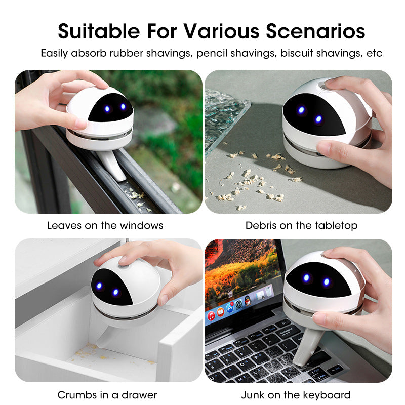 Mini Robot Desk Vacuum | Portable Handheld Sweeper for Crumbs, Hair & Dust