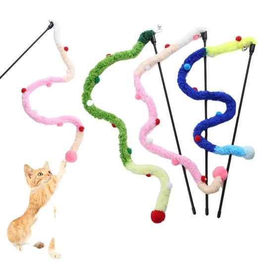 🐾 Premium Caterpillar Interactive Feather Wand – Safe & Durable Cat Teaser