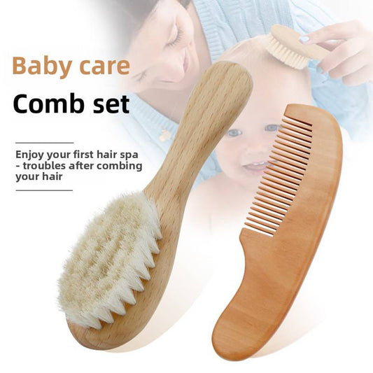 Gentle Newborn Scalp Care Kit | Natural Beech Wood & Goat Hair Brush Set