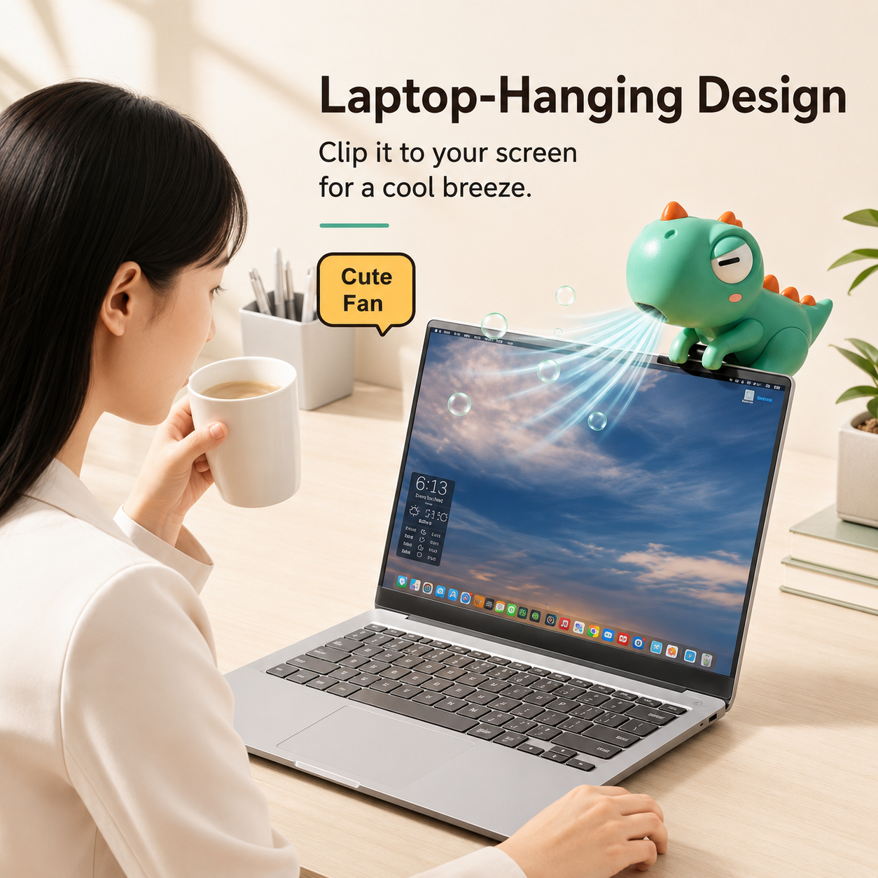 Mini Food Cooling Fan – Elephant Edition | Clip-On USB-C Rechargeable