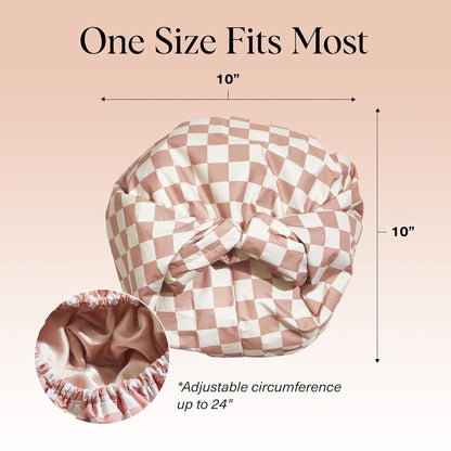 Premium Waterproof Shower Cap | Satin Lined & Non-Slip for All Hair Types