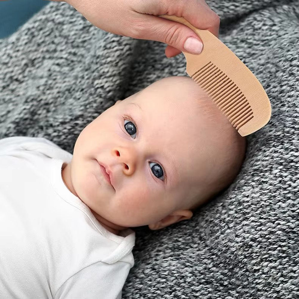 Gentle Newborn Scalp Care Kit | Natural Beech Wood & Goat Hair Brush Set