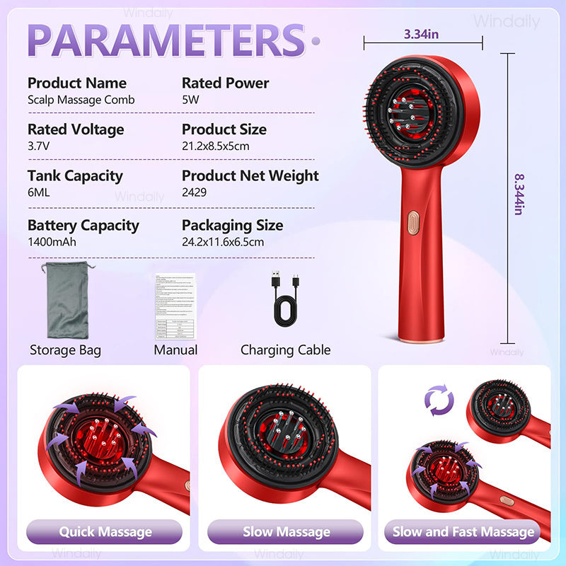 Deep Scalp Massage Brush with Red Light Therapy & Oil Infuser